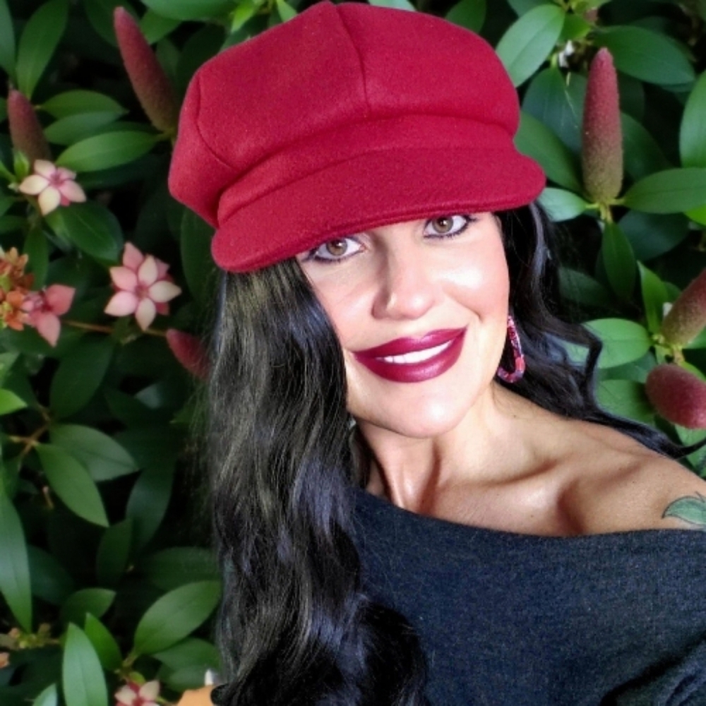 Burgundy Ladies Baker's Cap